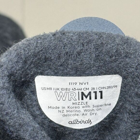 Allbirds Wool Runner Mizzle Athletic Lace Up Running Shoe Blue Mens Size 11 GUC - Picture 6 of 10